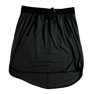 Converse One Star Womens Athletic Skirt Gray Black Drawstring Zip Pockets Small